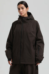 Women's Coffee Dual-Vent Minimalist Waterproof Insulated Snow Jacket