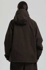 Women's Coffee Dual-Vent Minimalist Waterproof Insulated Snow Jacket