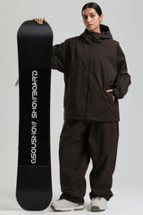 Women's Coffee Dual-Vent Minimalist Waterproof Insulated Snow Jacket