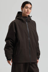 Women's Coffee Dual-Vent Minimalist Waterproof Insulated Snow Jacket