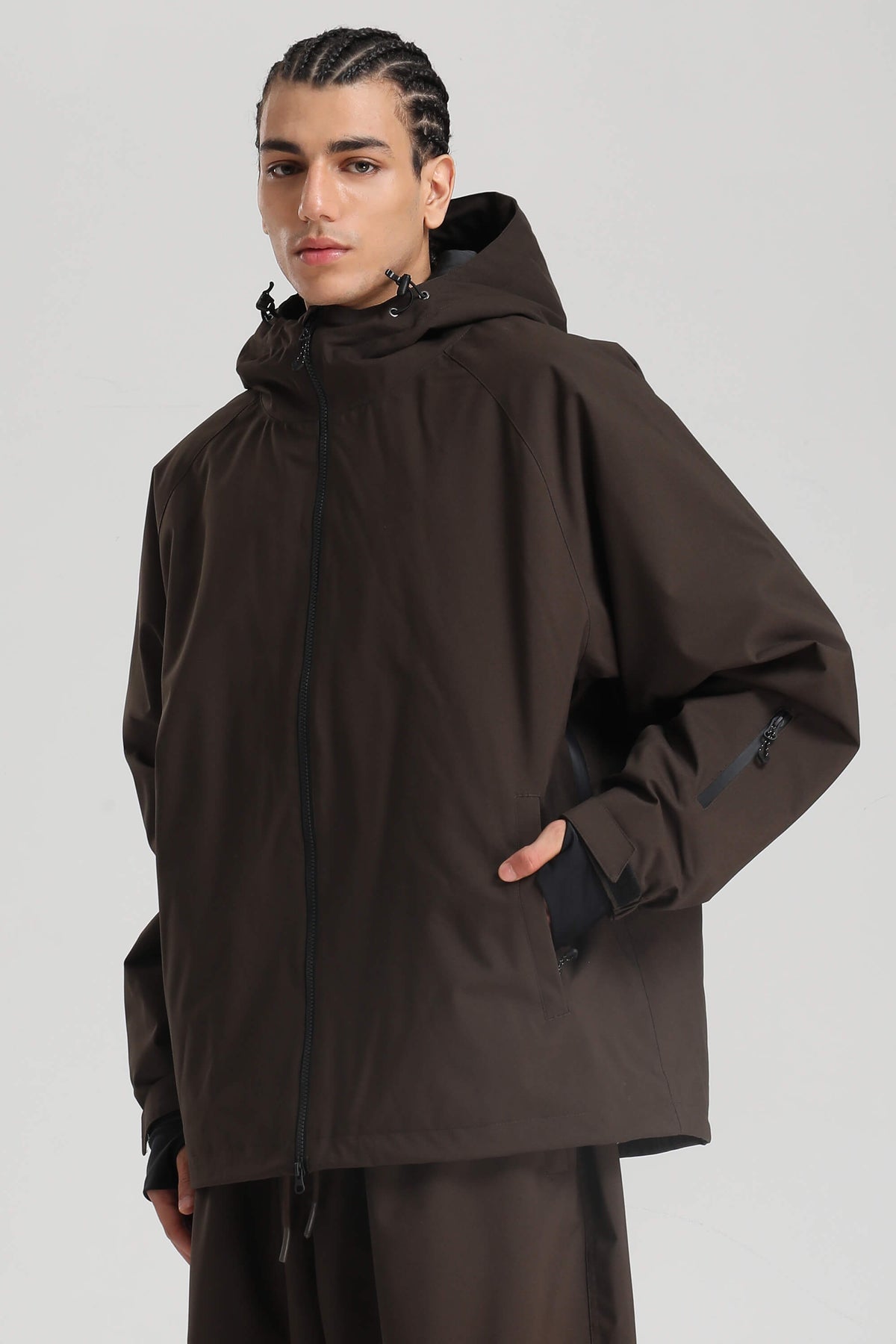 Men's Coffee Dual-Vent Minimalist Waterproof Insulated Snow Jacket