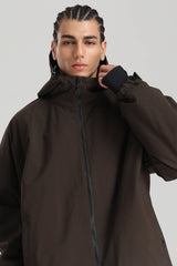 Men's Coffee Dual-Vent Minimalist Waterproof Insulated Snow Jacket