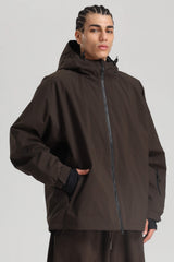 Men's Coffee Dual-Vent Minimalist Waterproof Insulated Snow Jacket