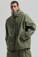 Men's Off White Multi-Pocket Dual-Vent Waterproof Insulated Snow Jacket