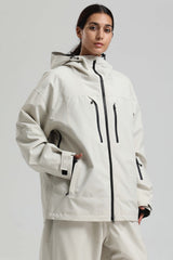 Women's Off White Multi-Pocket Dual-Vent Waterproof Insulated Snow Jacket