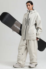 Women's Off White Multi-Pocket Dual-Vent Waterproof Insulated Snow Jacket