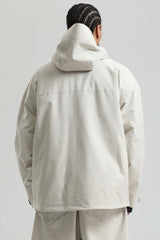 Men's Off White Multi-Pocket Dual-Vent Waterproof Insulated Snow Jacket