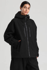 Women's Black Multi-Pocket Dual-Vent Waterproof Insulated Snow Jacket