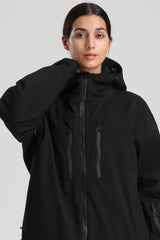 Women's Black Multi-Pocket Dual-Vent Waterproof Insulated Snow Jacket