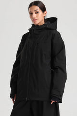 Women's Black Multi-Pocket Dual-Vent Waterproof Insulated Snow Jacket