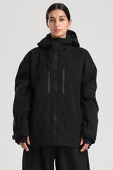 Women's Black Multi-Pocket Dual-Vent Waterproof Insulated Snow Jacket