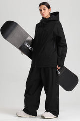 Women's Black Multi-Pocket Dual-Vent Waterproof Insulated Snow Jacket