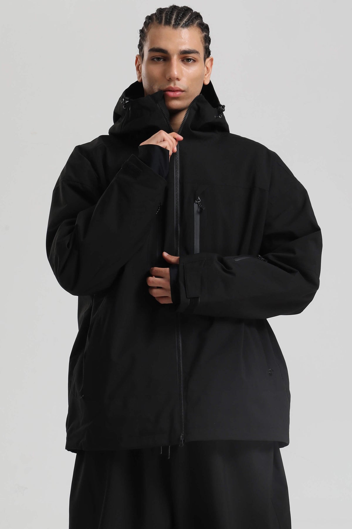 Men's Black Multi-Pocket Dual-Vent Waterproof Insulated Snow Jacket