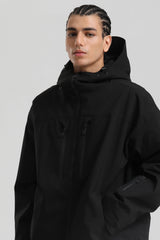 Men's Black Multi-Pocket Dual-Vent Waterproof Insulated Snow Jacket