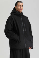 Men's Black Multi-Pocket Dual-Vent Waterproof Insulated Snow Jacket