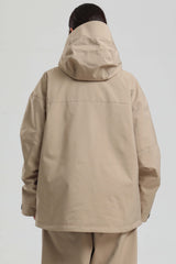 Women's Khaki Multi-Pocket Dual-Vent Waterproof Insulated Snow Jacket