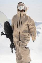 Women's Army Green Multi-Pocket Dual-Vent Waterproof Insulated Snow Jacket