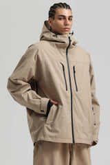 Men's Army Green Multi-Pocket Dual-Vent Waterproof Insulated Snow Jacket