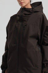 Women's Coffee Multi-Pocket Dual-Vent Waterproof Insulated Snow Jacket