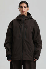 Women's Coffee Multi-Pocket Dual-Vent Waterproof Insulated Snow Jacket
