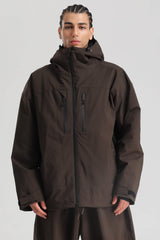 Men's Coffee Multi-Pocket Dual-Vent Waterproof Insulated Snow Jacket