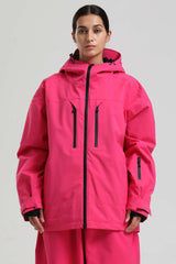 Women's Khaki Multi-Pocket Dual-Vent Waterproof Insulated Snow Jacket