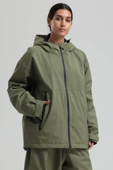 Women's Khaki Fully Sealed Dual-Vent Minimalist Insulated Snow Jacket