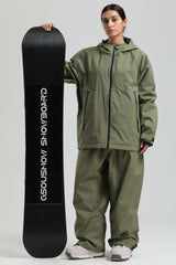 Women's Army Green Fully Sealed Dual-Vent Minimalist Insulated Snow Jacket
