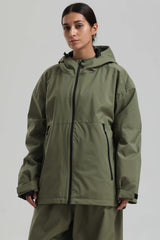 Women's Army Green Fully Sealed Dual-Vent Minimalist Insulated Snow Jacket