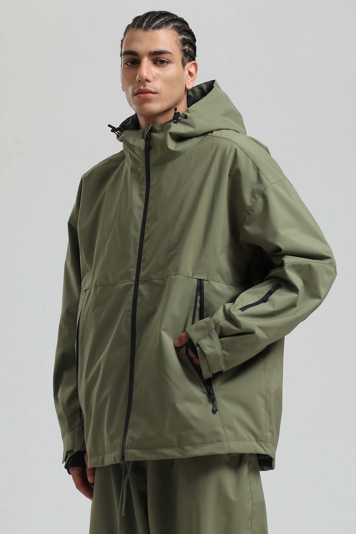 Men's Army Green Fully Sealed Dual-Vent Minimalist Insulated Snow Jacket