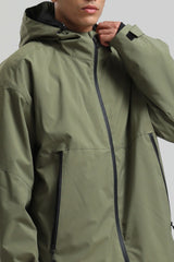 Men's Army Green Fully Sealed Dual-Vent Minimalist Insulated Snow Jacket