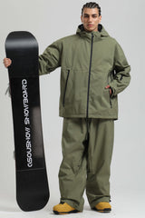 Men's Army Green Fully Sealed Dual-Vent Minimalist Insulated Snow Jacket