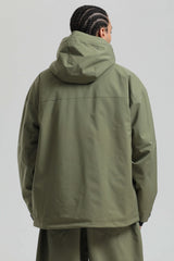 Men's Army Green Fully Sealed Dual-Vent Minimalist Insulated Snow Jacket