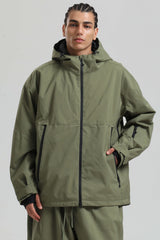 Men's Army Green Fully Sealed Dual-Vent Minimalist Insulated Snow Jacket