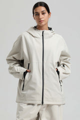 Women's Off White Fully Sealed Dual-Vent Minimalist Insulated Snow Jacket