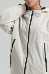 Women's Off White Fully Sealed Dual-Vent Minimalist Insulated Snow Jacket