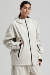 Women's Off White Fully Sealed Dual-Vent Minimalist Insulated Snow Jacket