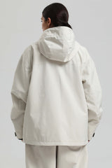 Women's Off White Fully Sealed Dual-Vent Minimalist Insulated Snow Jacket