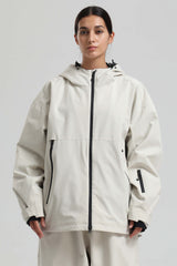 Women's Off White Fully Sealed Dual-Vent Minimalist Insulated Snow Jacket