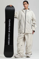 Women's Off White Fully Sealed Dual-Vent Minimalist Insulated Snow Jacket