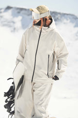 Women's Light Grey Fully Sealed Dual-Vent Minimalist Insulated Snow Jacket