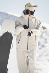 Women's Off White Fully Sealed Dual-Vent Minimalist Insulated Snow Jacket