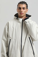 Men's Off White Fully Sealed Dual-Vent Minimalist Insulated Snow Jacket