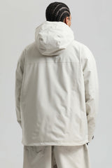 Men's Off White Fully Sealed Dual-Vent Minimalist Insulated Snow Jacket