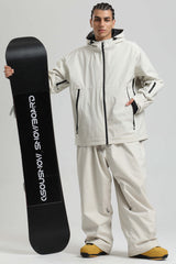 Men's Off White Fully Sealed Dual-Vent Minimalist Insulated Snow Jacket