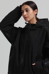 Women's Black Fully Sealed Dual-Vent Minimalist Insulated Snow Jacket