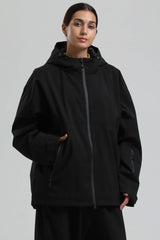 Women's Black Fully Sealed Dual-Vent Minimalist Insulated Snow Jacket