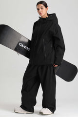 Women's Black Fully Sealed Dual-Vent Minimalist Insulated Snow Jacket