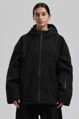 Women's Black Fully Sealed Dual-Vent Minimalist Insulated Snow Jacket