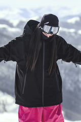 Women's Black Fully Sealed Dual-Vent Minimalist Insulated Snow Jacket